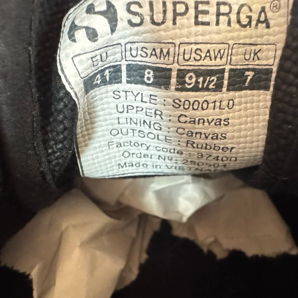 Superga 2790 Platform Canvas Sneakers Black White Men’s 8 Women’s 9.5 Casual